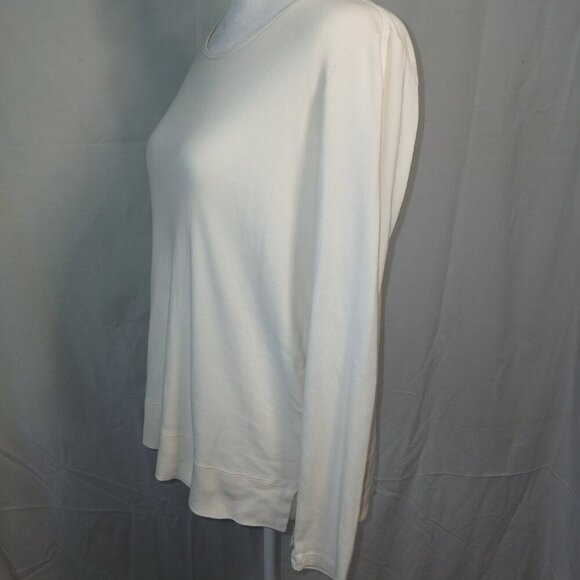 J.JILL PERFECT PIMA, IMCREAM, HIGH\LOW LONG SLEEVE TOP, SIZE SMALL PETITE - Picture 3 of 7